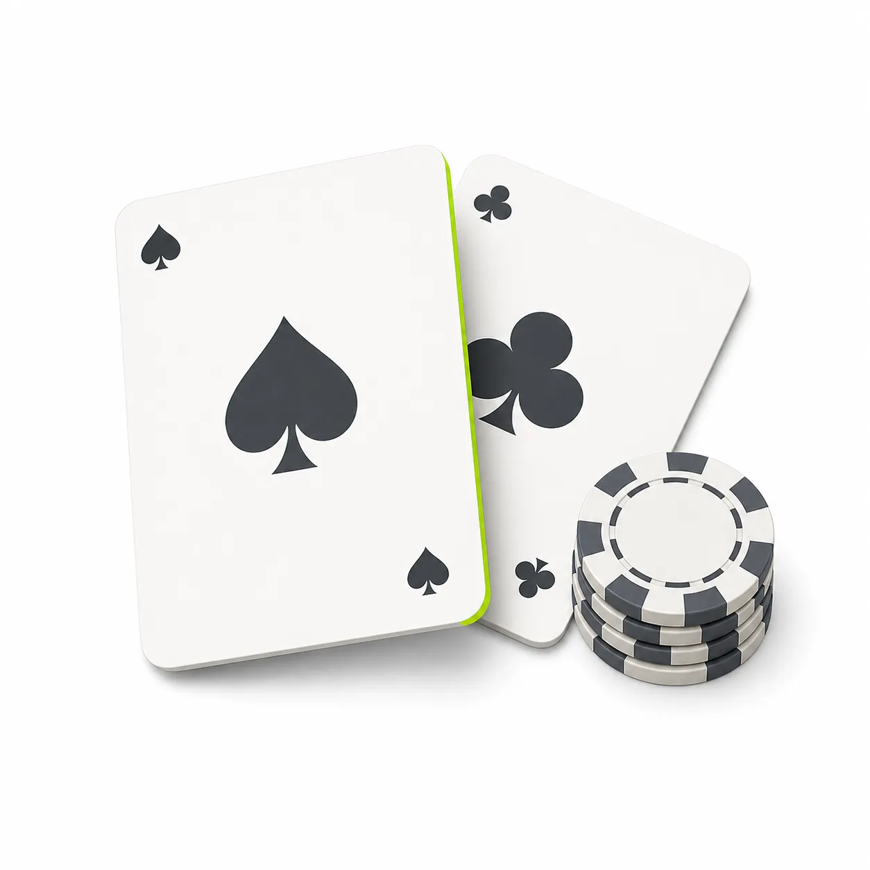 Dwie karty i żetony w minimalistycznym stylu Yep Casino